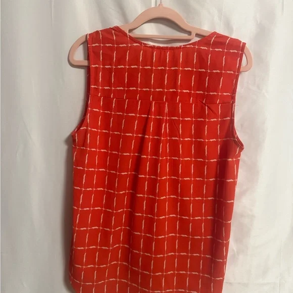 MINE Sz M deep orange & White checkered sleeveless blouse! - Picture 3 of 3